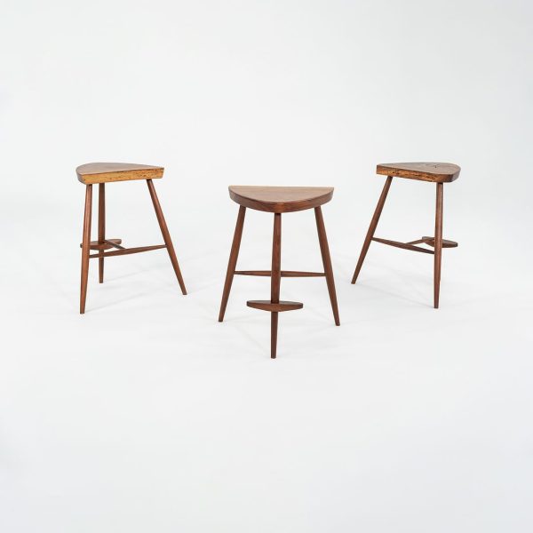 2001 Rare Set of Three Mira Nakashima Custom Counter Stools in Black Walnut Online Sale