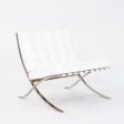 1960s Mies van der Rohe for Knoll Barcelona Lounge Chair and Ottoman in Sabrina White & Stainless Fully Restored Fashion