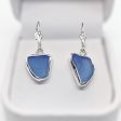 Beach Glass Blue Cobalt Sterling Silver Dangle Earrings Online now