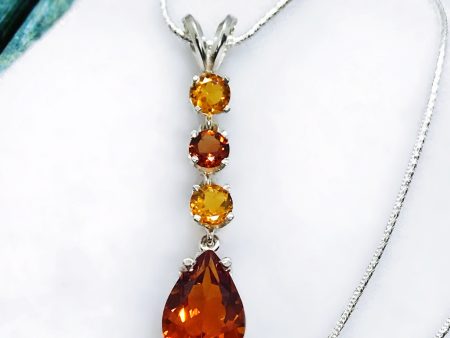 Fancy Orange AA Quality Citrine and Sterling Silver Necklace Online Hot Sale