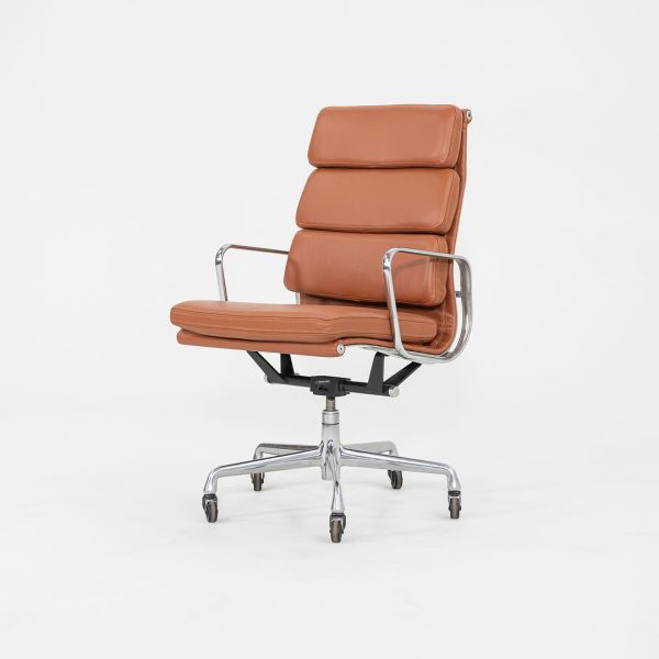 2010s Herman Miller Eames Soft Pad Executive Desk Chair in Cognac Leather, 2x Available For Sale