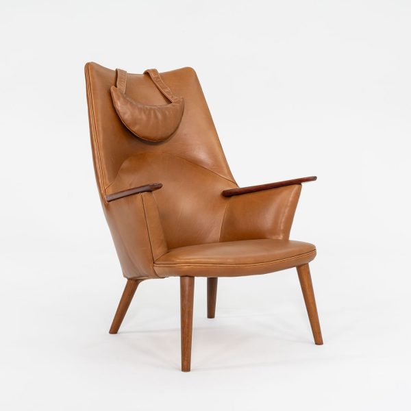 1958 Wegner AP27 and AP29 Lounge Chair and Ottoman by Hans Wegner for A.P. Stolen in Newly Upholstered Caramel Leather For Sale