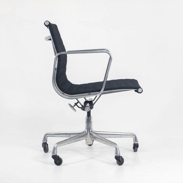 2010s Eames Aluminum Group Management Desk Chair by Ray and Charles Eames for Herman Miller in Black Fabric 2x Available For Discount