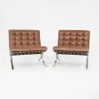 1990 Knoll Barcelona Lounge Chairs by Mies van der Rohe in Brown Leather and Stainless Model 250LS 4x Available Sale