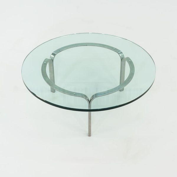 1960s Nicos Zographos for Albano TA.42G.36 Ribbon Coffee Table in Stainless Steel and Glass 36 inch Online