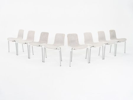 2008 Set of Eight Poul Kjaerholm for Fritz Hansen PK8 Dining Chairs in Grey Fabric with White Shells For Discount