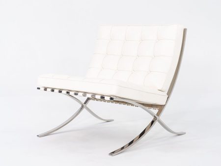 1960s Mies van der Rohe for Knoll Barcelona Lounge Chair in Sabrina White & Stainless Fully Restored Fashion