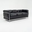 1980s Cassina LC2 Three Seat Sofa in Black Leather by Le Corbusier, Pierre Jeanneret and Charlotte Perriand For Cheap