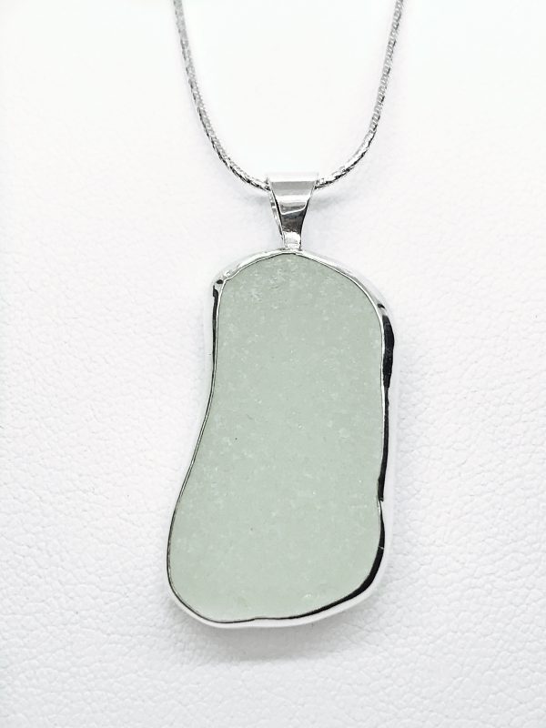 Beach Glass White Sterling Silver Necklace For Sale