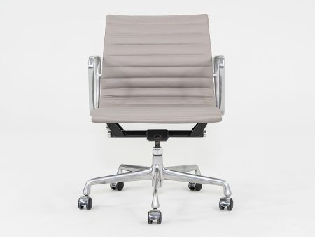 2010s Herman Miller Eames Aluminum Management Desk Chair in Grey Leather 3x Available Online Sale