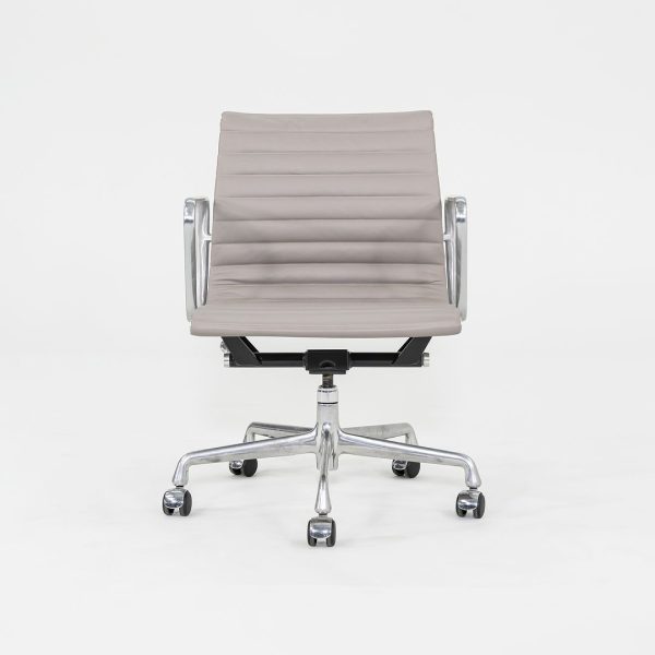 2010s Herman Miller Eames Aluminum Management Desk Chair in Grey Leather 3x Available Online Sale