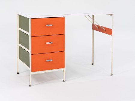 1950s Three-Drawer Steel Frame Desk by George Nelson for Herman Miller Steel, Masonite, Paint, Iron Hot on Sale