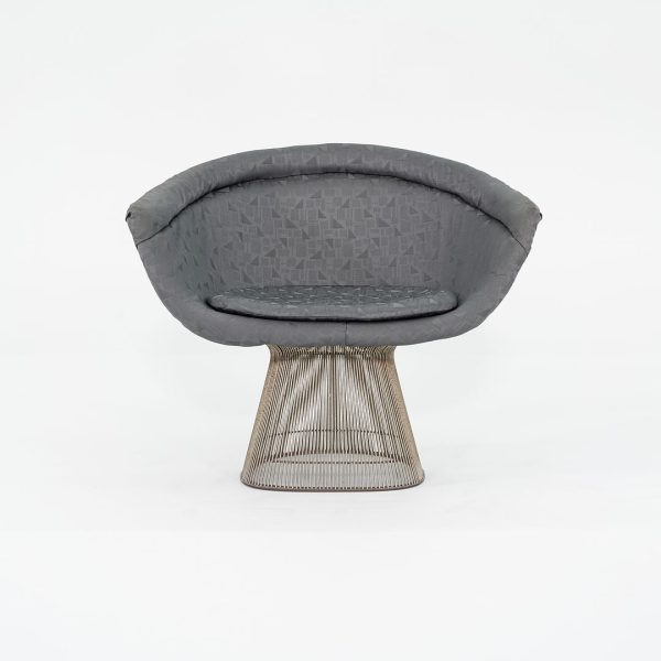 1960s Platner Lounge Chair, Model 1715L by Warren Platner for Knoll in Nickel Steel with Grey Fabric 4x Available Sale