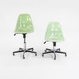 2010s Eames Modernica Fiberglass Side Shell Chairs with Rolling Desk Chair Bases in Light Green 1x Available Hot on Sale