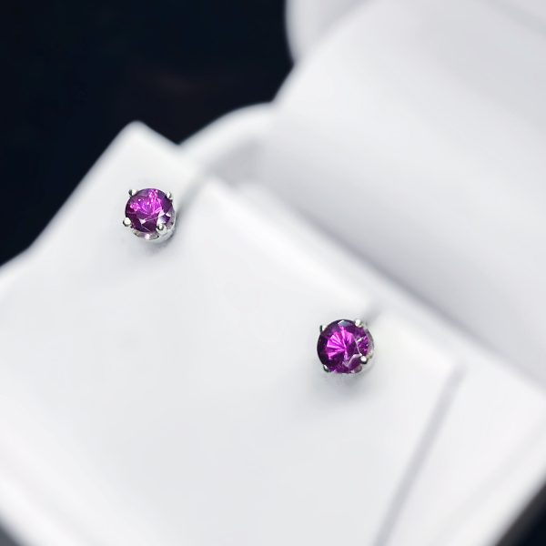 Rhodolite Garnet Sterling Silver Stud Earrings Online Hot Sale