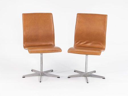 1973 Pair of Oxford Chairs, Model 3171T by Arne Jacobsen for Fritz Hansen in New Cognac Leather Online Sale