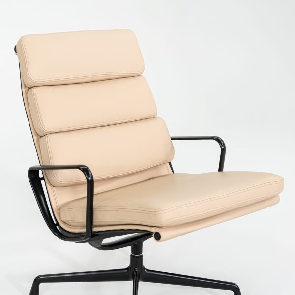 2010s Herman Miller Eames Soft Pad Lounge Chair with Black Frame and Tan Leather Supply