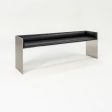 2016 Custom Brushed Stainless Steel Bench with Black Leather Upholstery, 2x Available For Cheap