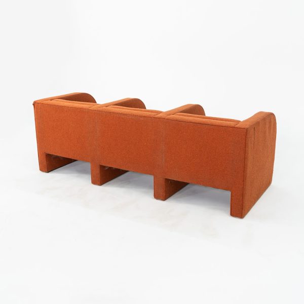 1970s Modernist Sculptural Three Seat Sofa in Orange Fabric Hot on Sale