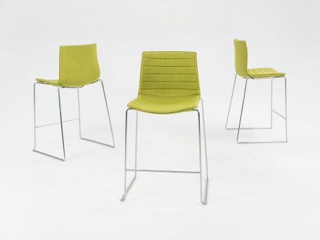 2010s Lievore Altherr Molina for Arper Catifa 46 Upholstered Counter Stool in Green Fabric 5x Available Discount