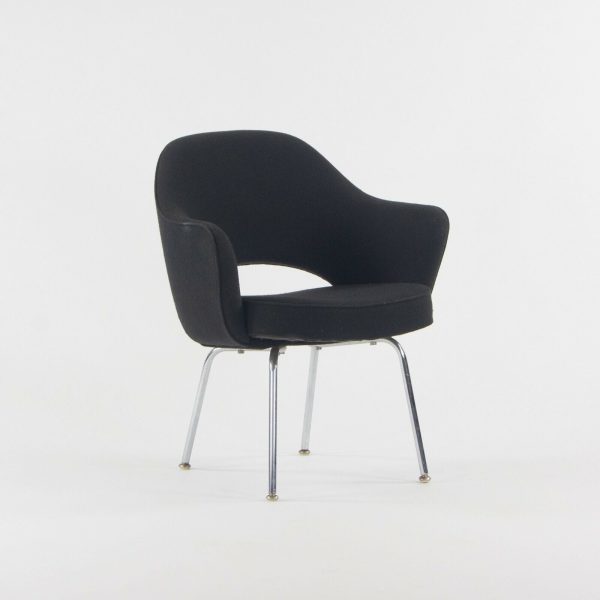 1960s Eero Saarinen Knoll International Black Fabric Executive Arm Dining Chair Supply