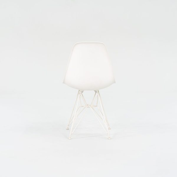 2014 Set of Four Eames Plastic Shell Chairs in White with Eiffel Base Online Sale