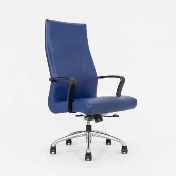 2015 Coalesse Chord Executive Office Chair by Michael Shields with Pneumatic Base in Blue Leather on Sale