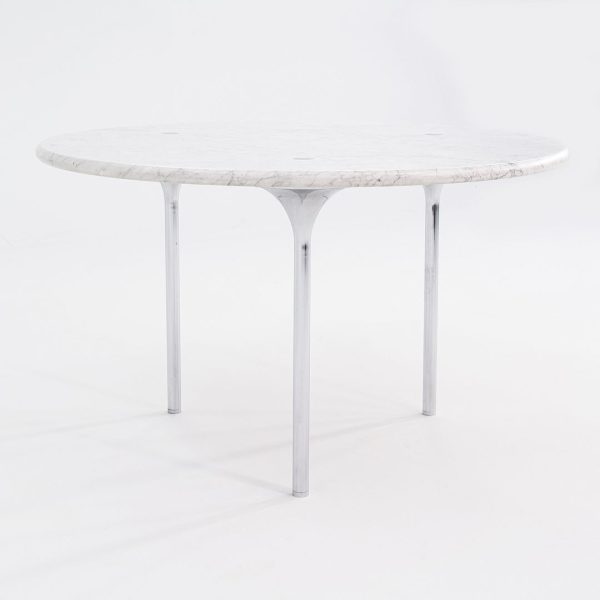 1960s Katavalos, Littell, and Kelley for Laverne 48in Dining Table in White Marble and Chromed Steel Discount