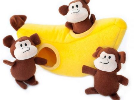 ZippyPaws Zippy Burrow Monkey  n Banana Hide and Seek Puzzle Dog Toy Online Hot Sale