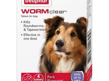 Beaphar WORMclear for Large Dogs up to 40kg Worming Tablets x 4 Sale