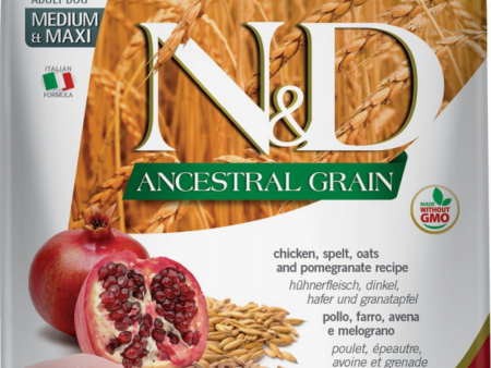 Farmina N&D Natural and Delicious Ancestral Grain Medium & Maxi Chicken & Pomegranate Adult Dry Dog Food Hot on Sale