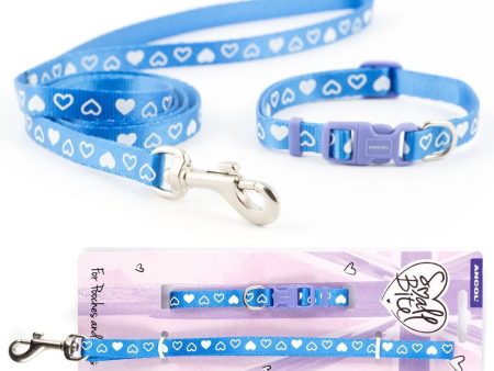 Ancol Puppy Small Bite Dog Collar & Lead Set Heart Blue Online