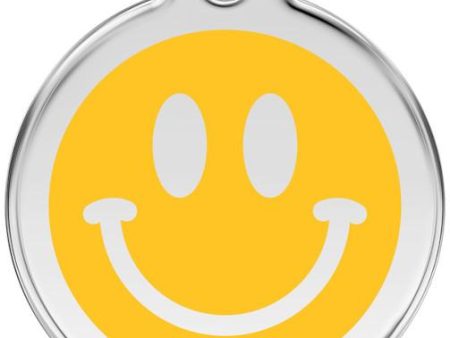 Red Dingo Enamel Dog & Cat ID Tags Smiley Face Cheap