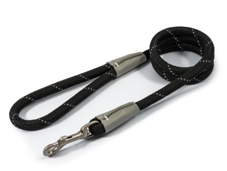 Ancol Viva Dog Rope Lead Snap Hook Reflective Black 2 Sizes For Cheap