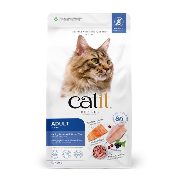 Catit Recipes Adult Poultry with Ocean Fish Dry Cat Food 400g 2kg Online now