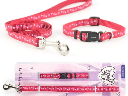 Ancol Puppy Small Bite Dog Collar & Lead Set Stars Red Supply