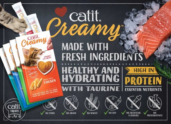 Catit Creamy All Natural Cat Treats Variety Pack of Four 16x10g For Cheap