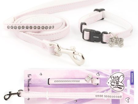 Ancol Puppy Small Bite Dog Collar & Lead Set Deluxe Jewel Pink For Cheap