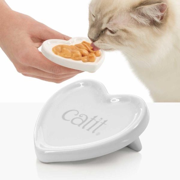 Catit Creamy Heart-Shaped Treat Dish Cheap