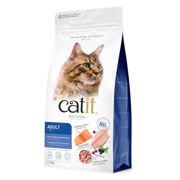 Catit Recipes Adult Poultry with Ocean Fish Dry Cat Food 400g 2kg Online now